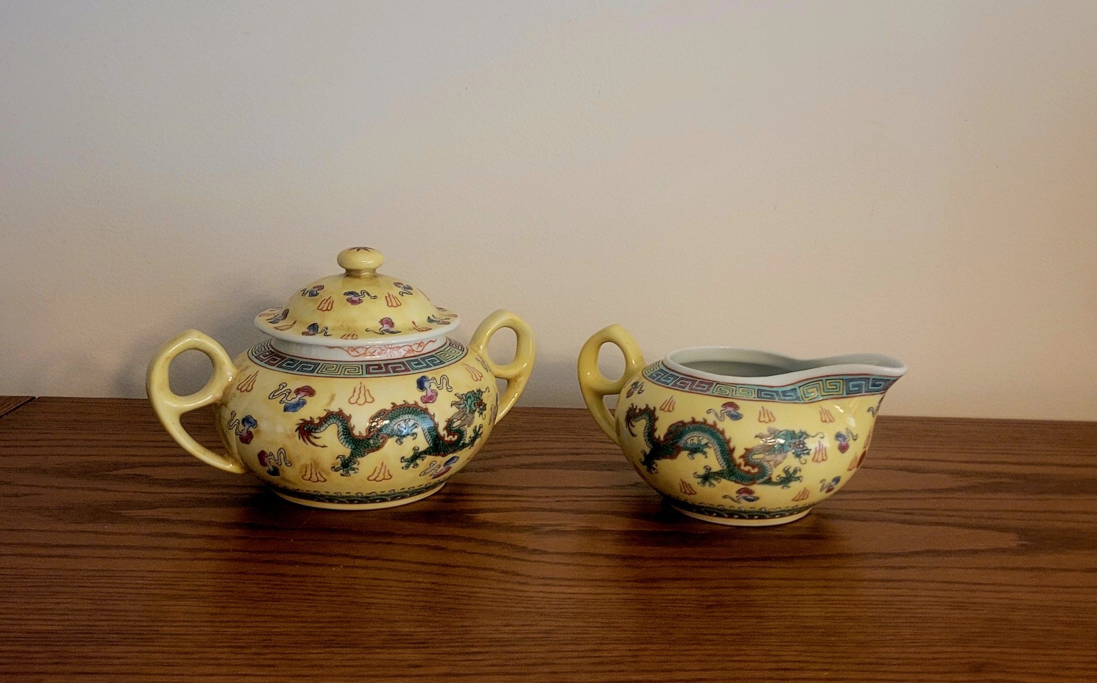Vintage Chinese Porcelain Cream and Sugar Set