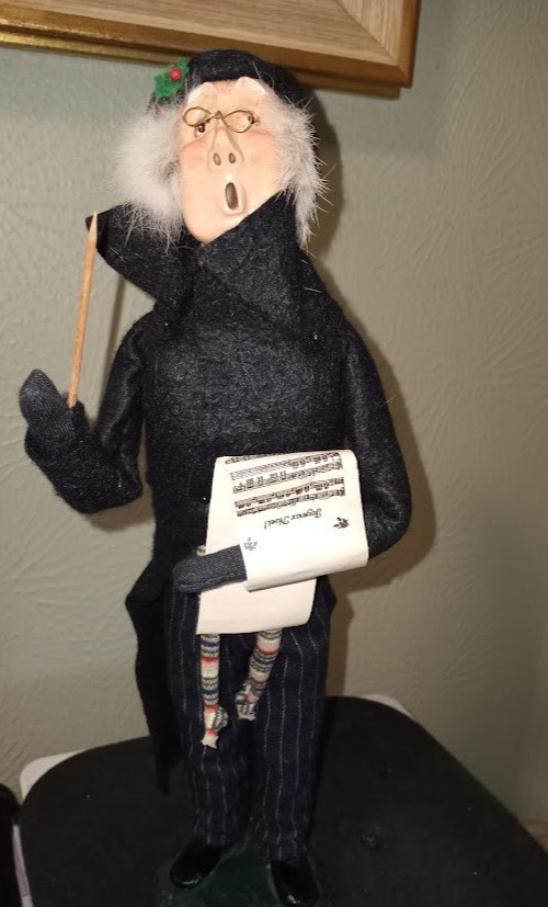VTG Byers Choice Rare 1983 Man with Music Bumpy Base Conductor Christmas (77A)