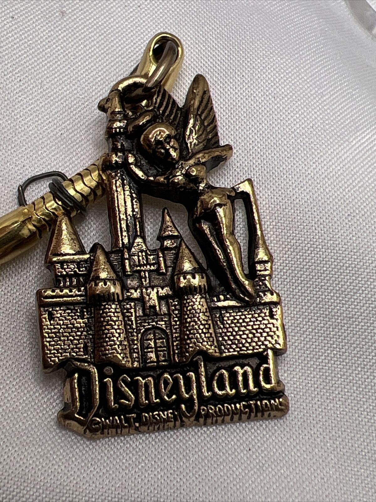 Vintage Disneyland Metal Key Chain Tinkerbell Castle Bronze Lightweight