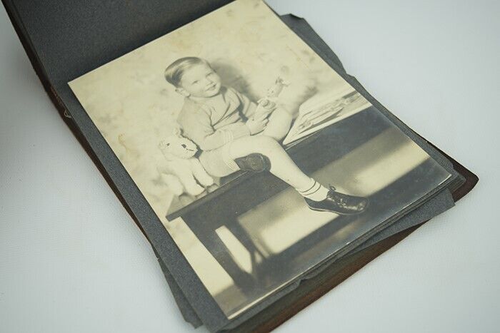 Vintage Photo Album Early 20th Century Snapshot Leather Women Children