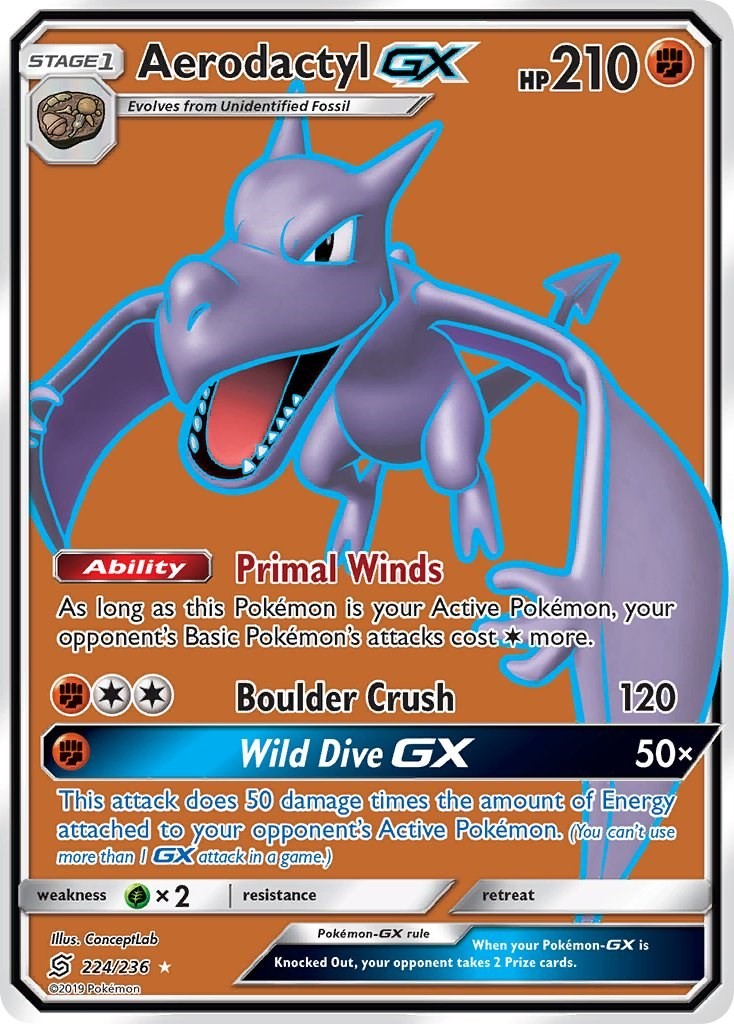 Aerodactyl GX (Full Art) Holofoil [SM11 - 224/236]