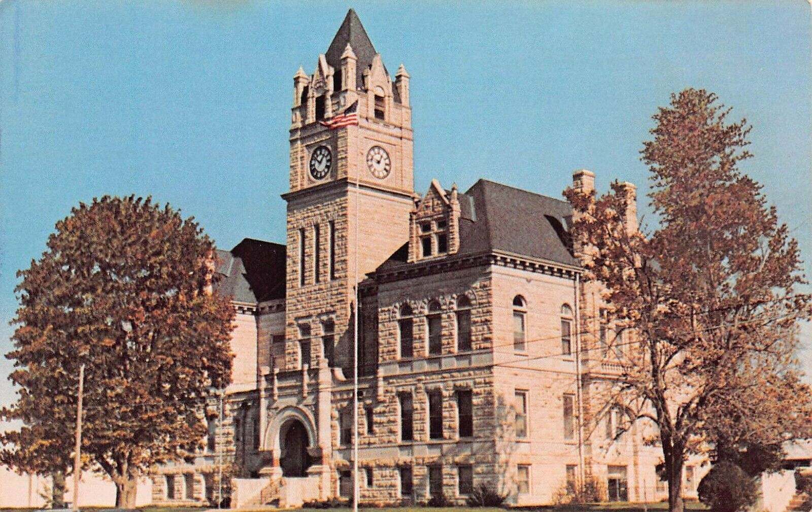 Marion County Court House Kansas KS Vtg Postcard X2