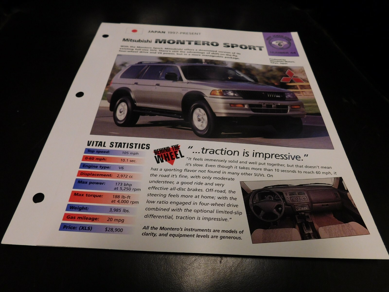 1997+ Mitsubishi Montero Sport Spec Sheet Brochure Photo Poster 