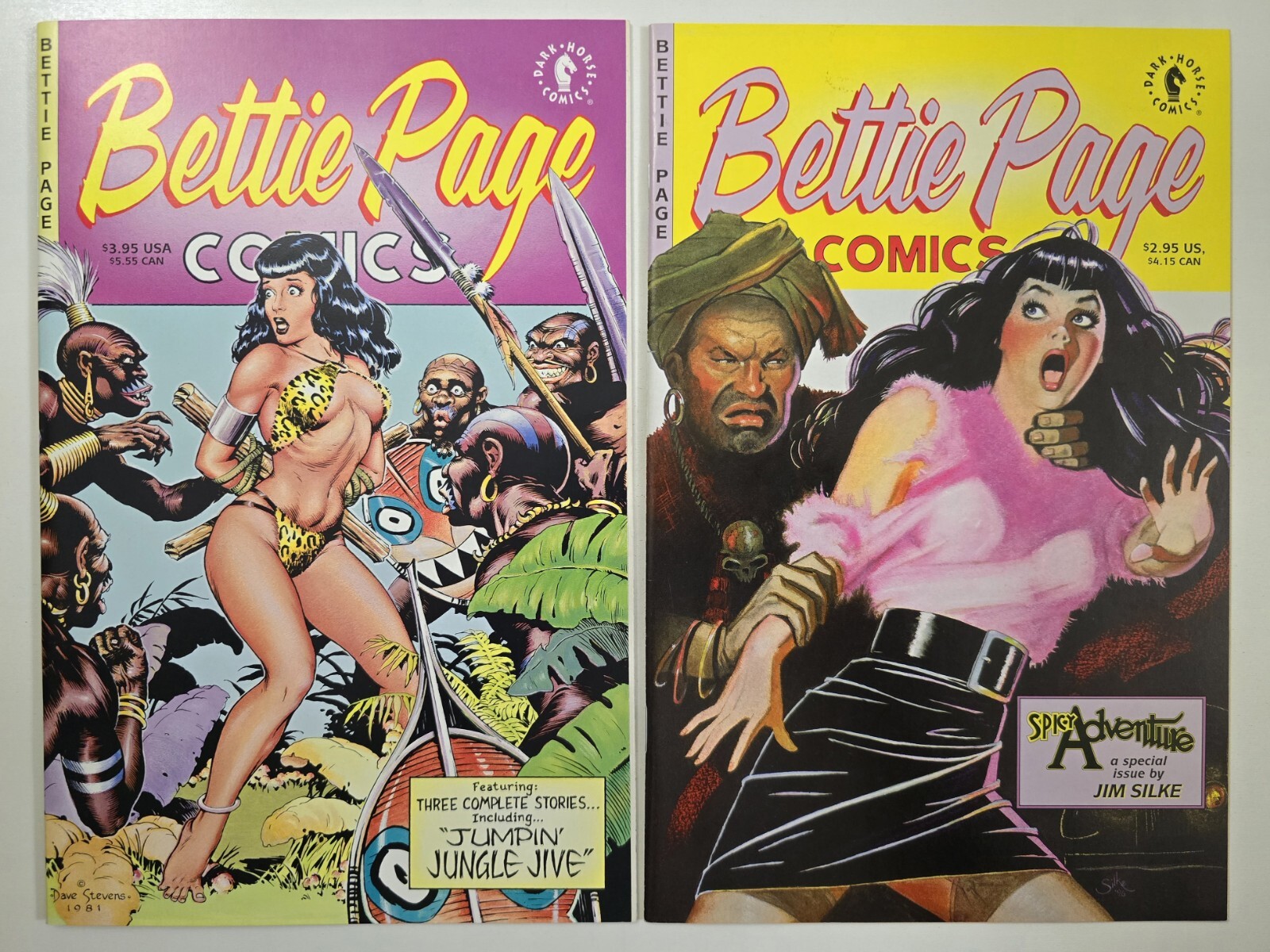 Bettie Page Dark Horse Comics # 1 1996-Stevens & 2nd Book 1997 Spicy Adventure