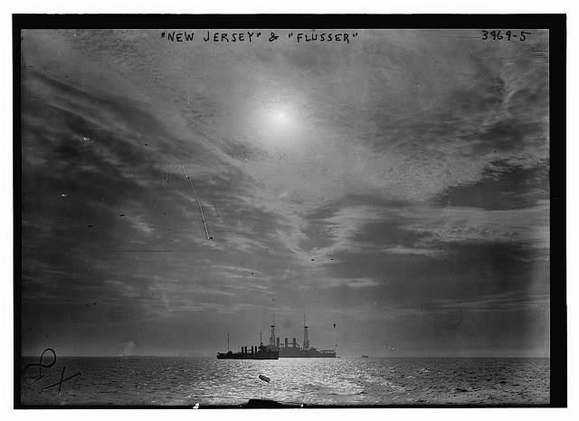 Photo:U.S.S. New Jersey Flusser Battleships 1910s Navy at Sea