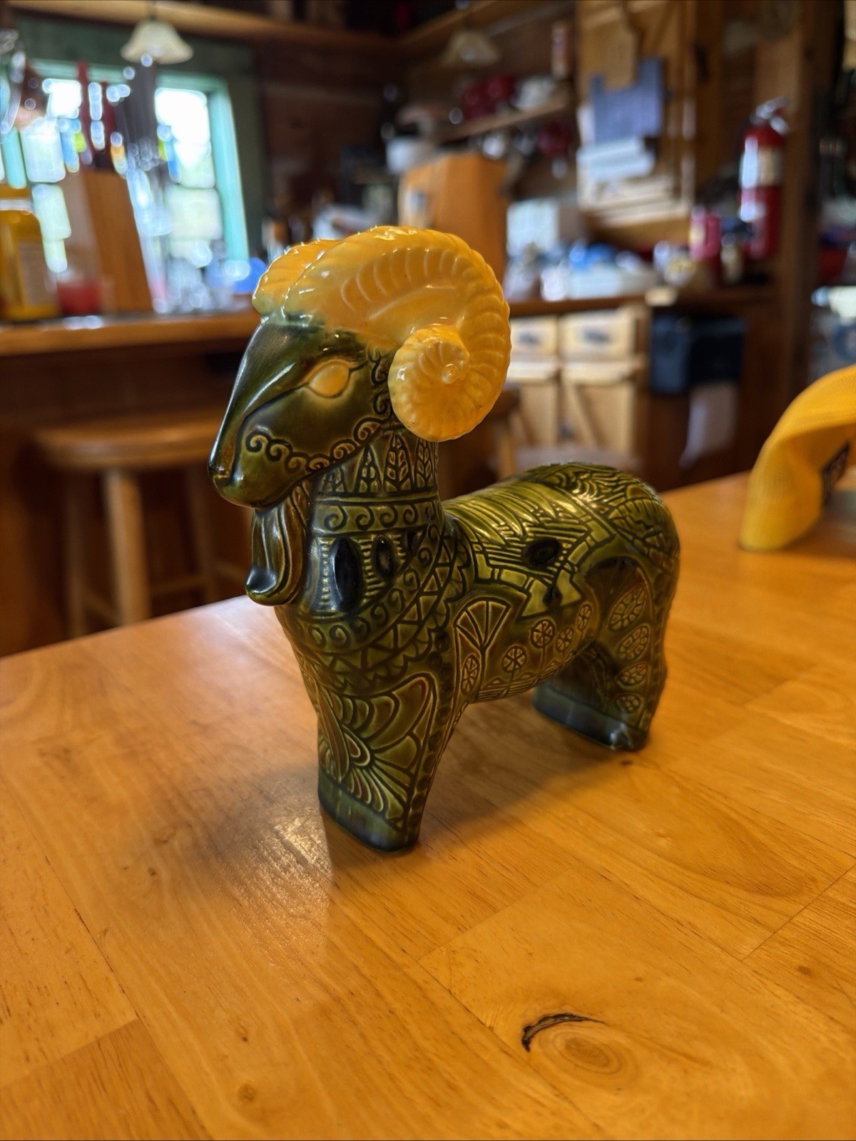 Vintage Ceramic Bitossi Style Mid Century Modern Ram Figure about 6.5\