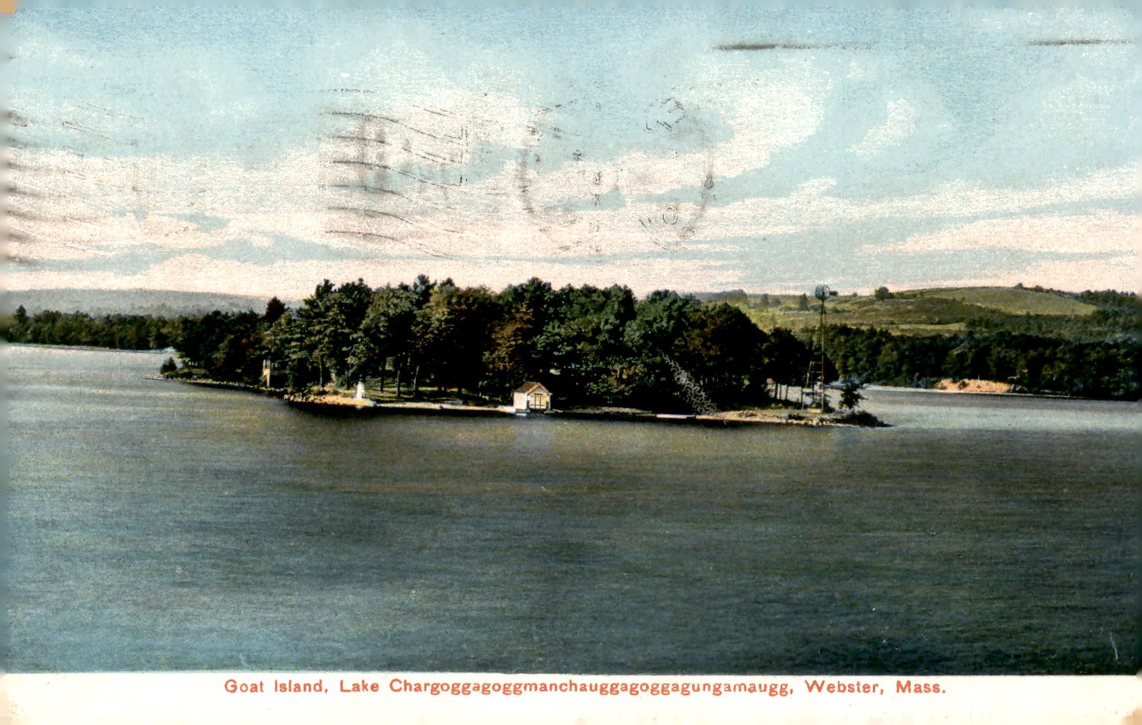 Goat Island, Lake Chargoggagoggmanchauggagoggagungamaugg, Webster, Postcard