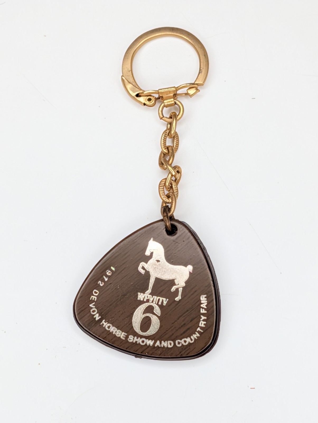 Vintage 1972 Devon Horse Show Country Fair WPVI TV 6 Keychain Faux Wood Grain Vintage 1972 Devon Horse Show Country Fair WPVI TV 6 Keychain Faux Wood Grain
