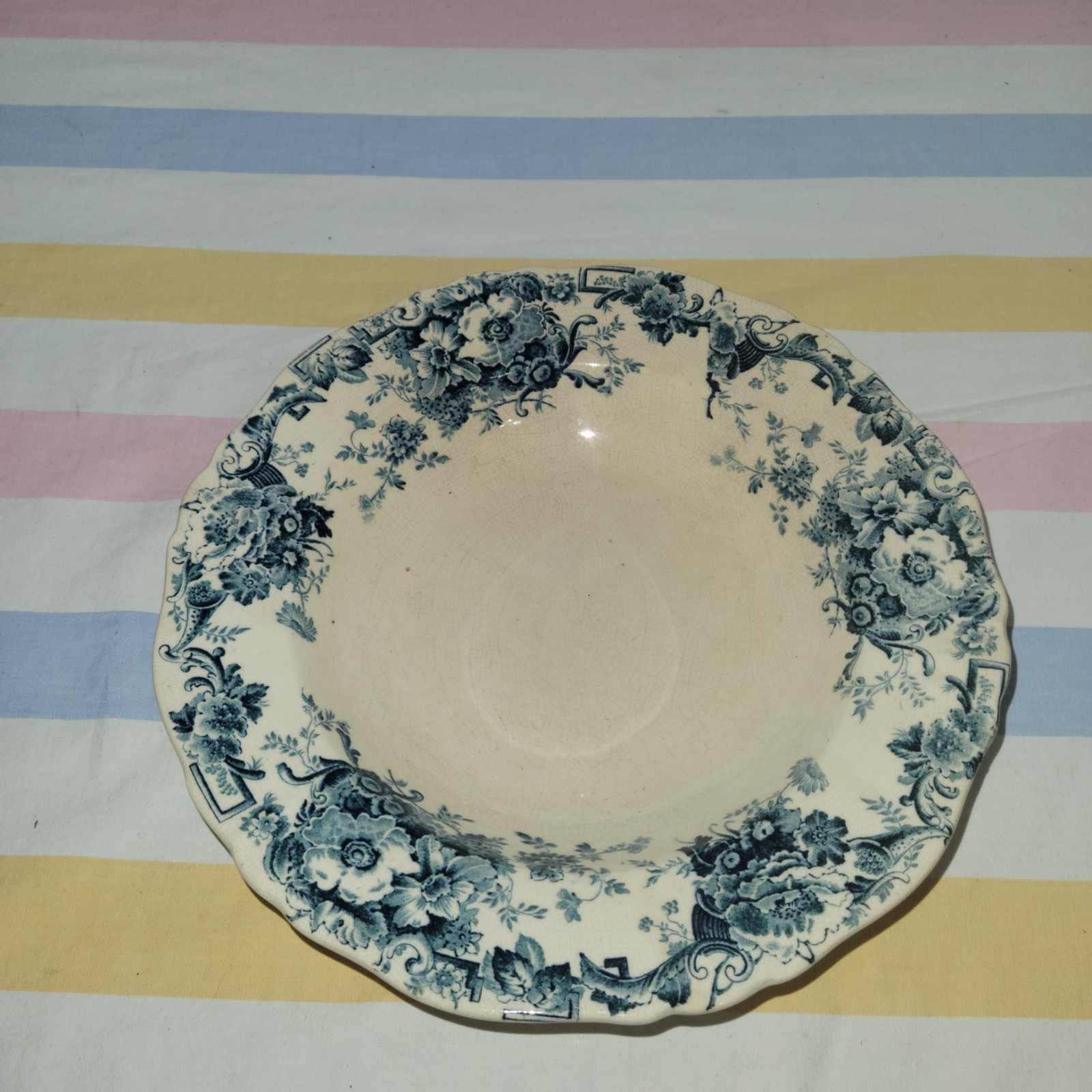 RARE Antique W.A.A. & Co. Eton Pattern Blue Floral Transferware Plate...