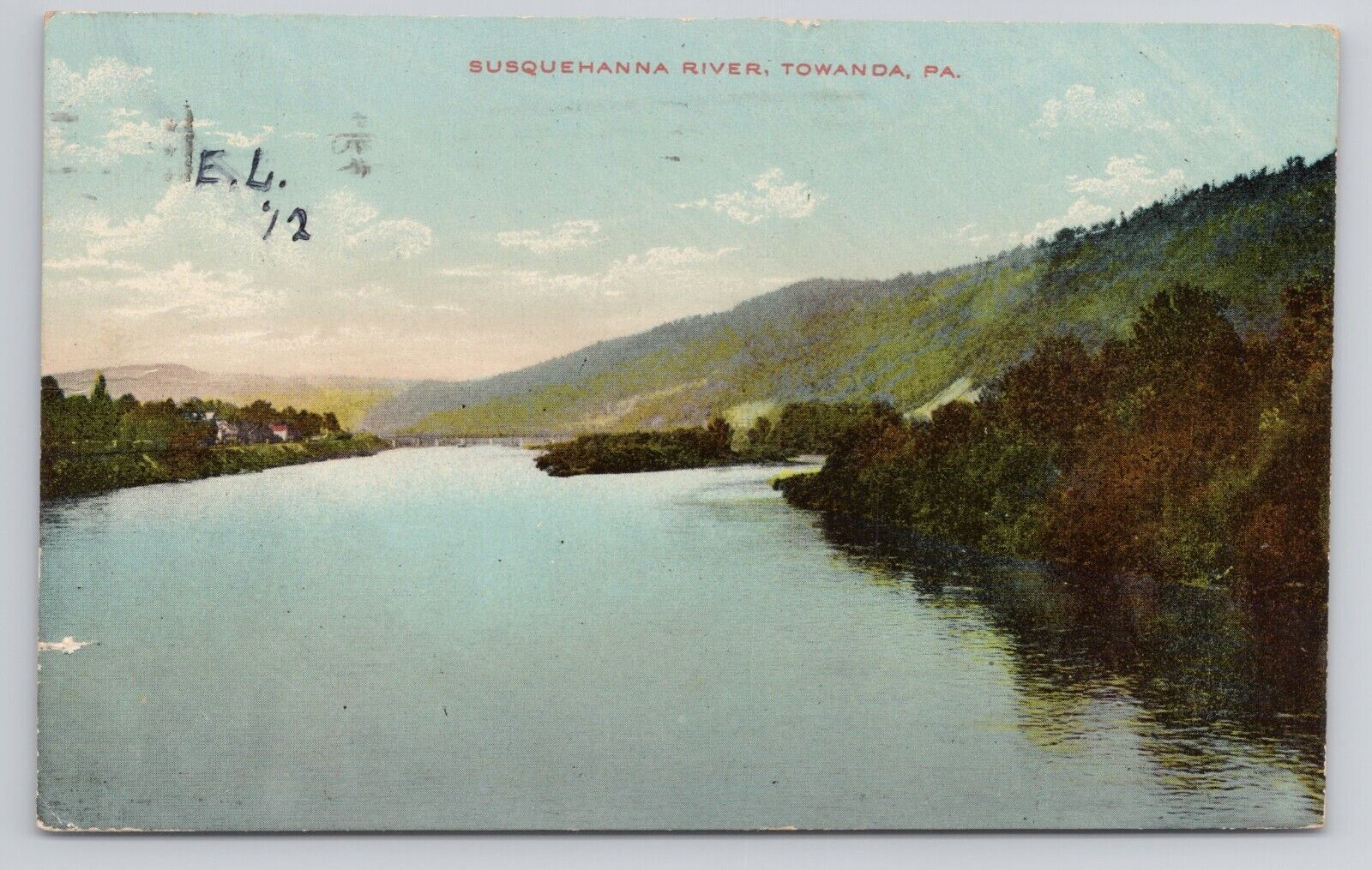 Susquehanna River Towanda Pennsylvania c1910 Antique Postcard