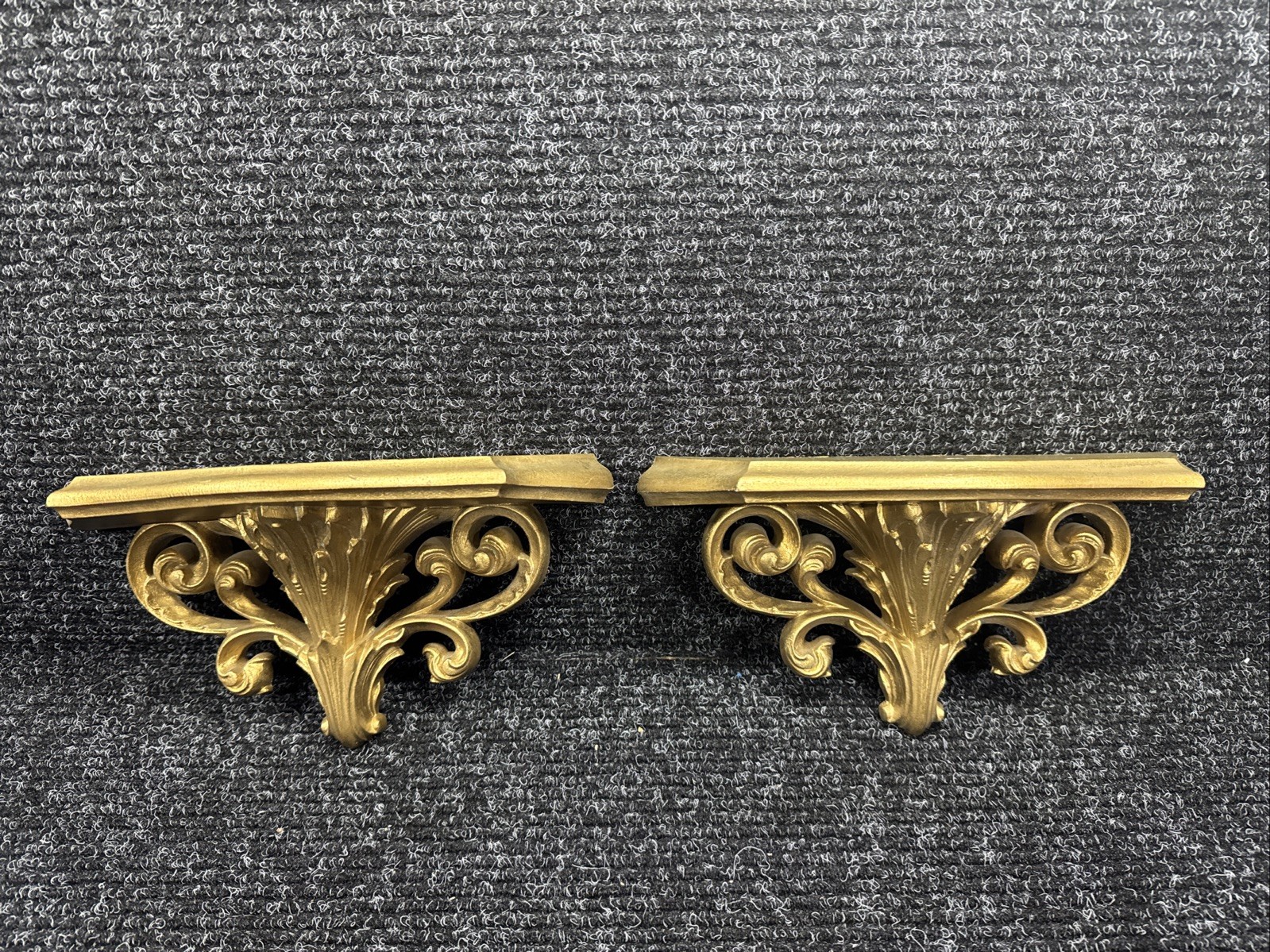 Burwood  Products Gold Wall Shelf Ornate Hollywood Regency 1977 Lot 2 Vintage