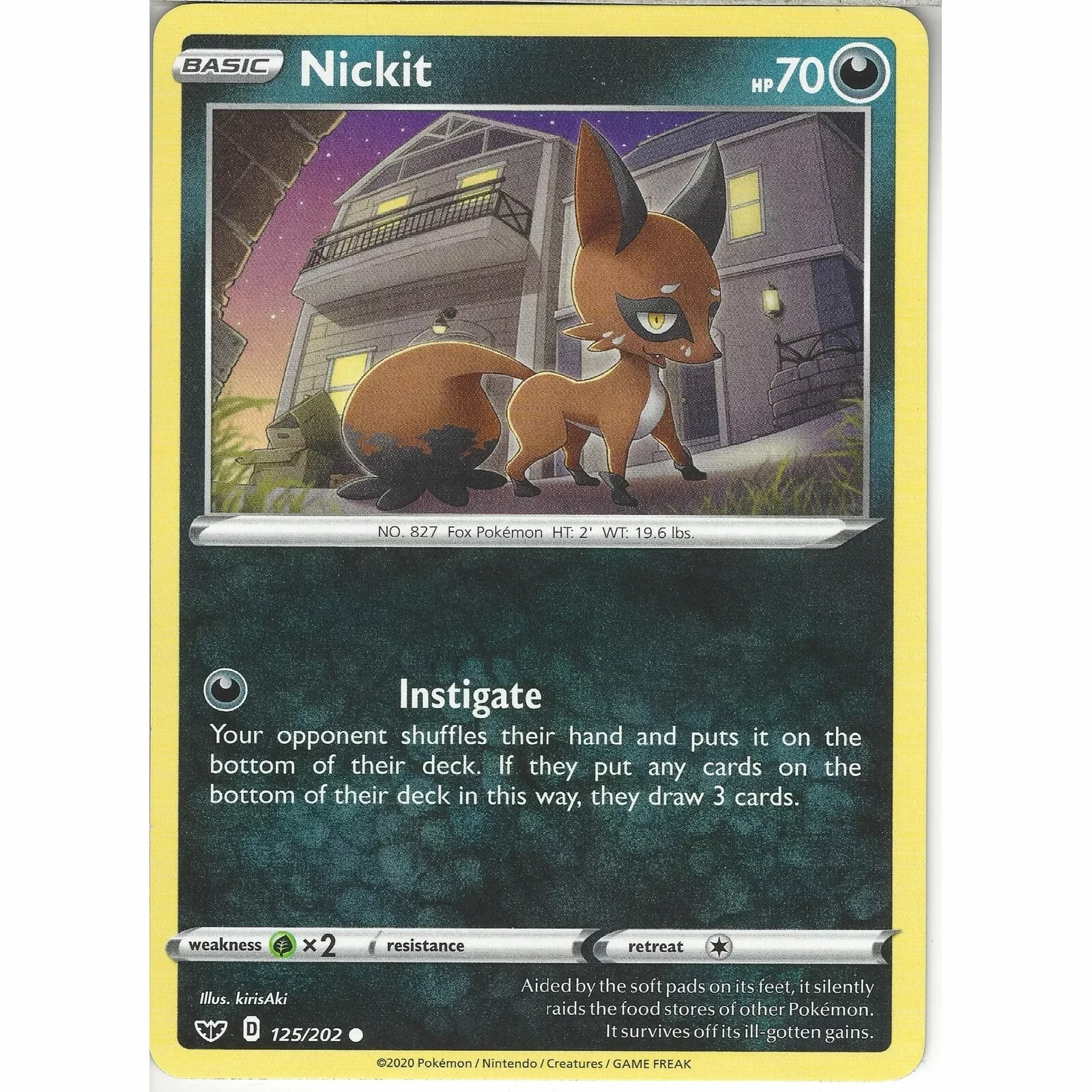 Nickit 125/202 Common - Pokemon Sword And Shield Base Set Nickit 125/202 Common - Pokemon Sword And Shield Base Set