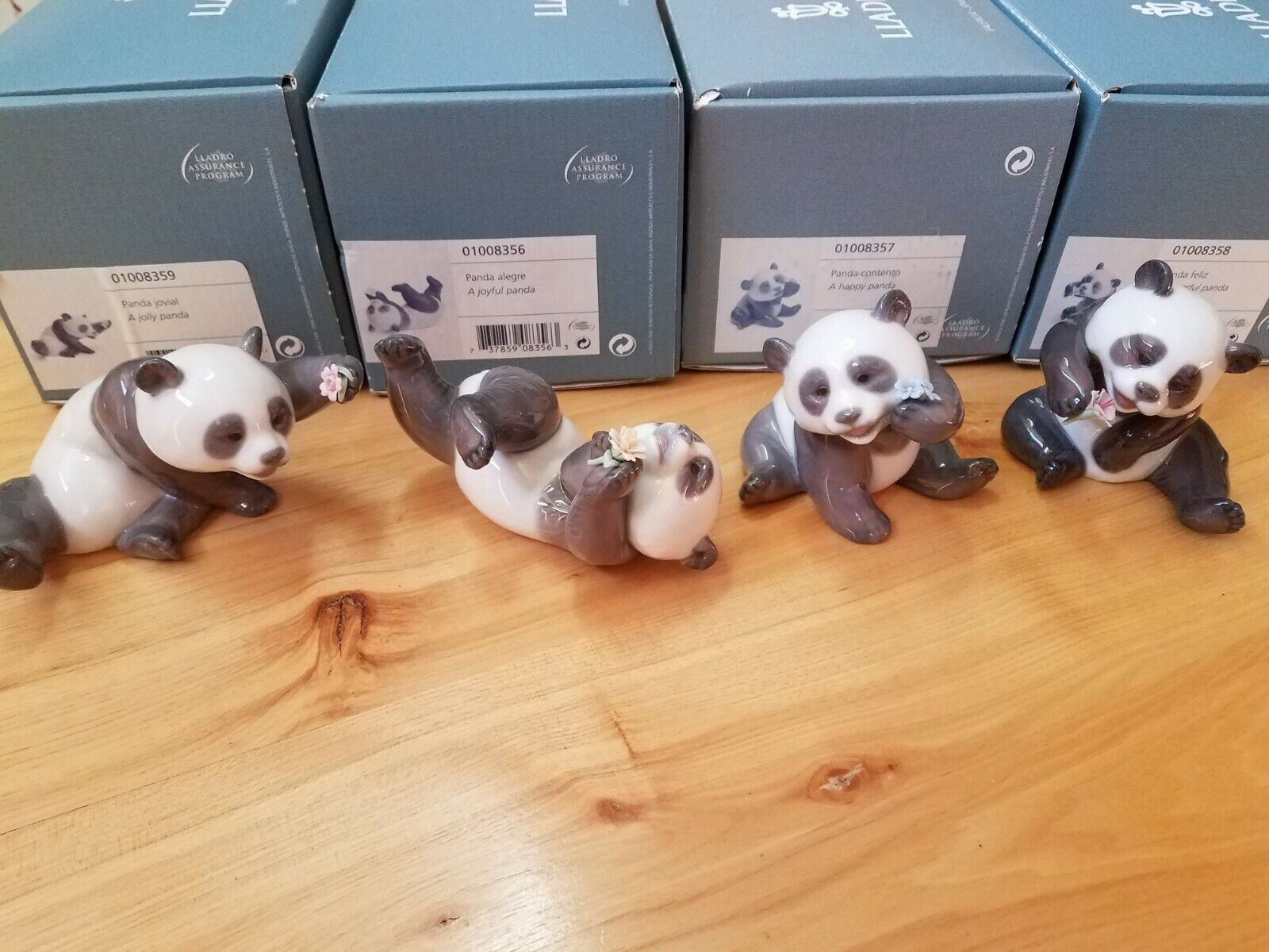 Lladro Lot of 4 Pandas NIB