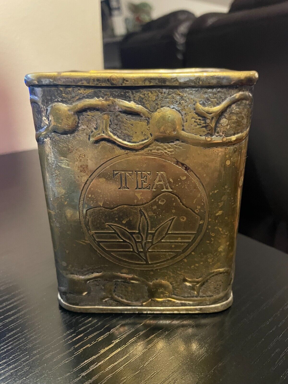 Very Rare Vintage Solid brass square tea container with lid (17-1800?)