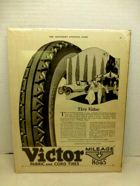 Victor Rubber Co MILEAGE HOGS Springfield OH 1919 Print Ad 11x14 Boarded/Sealed
