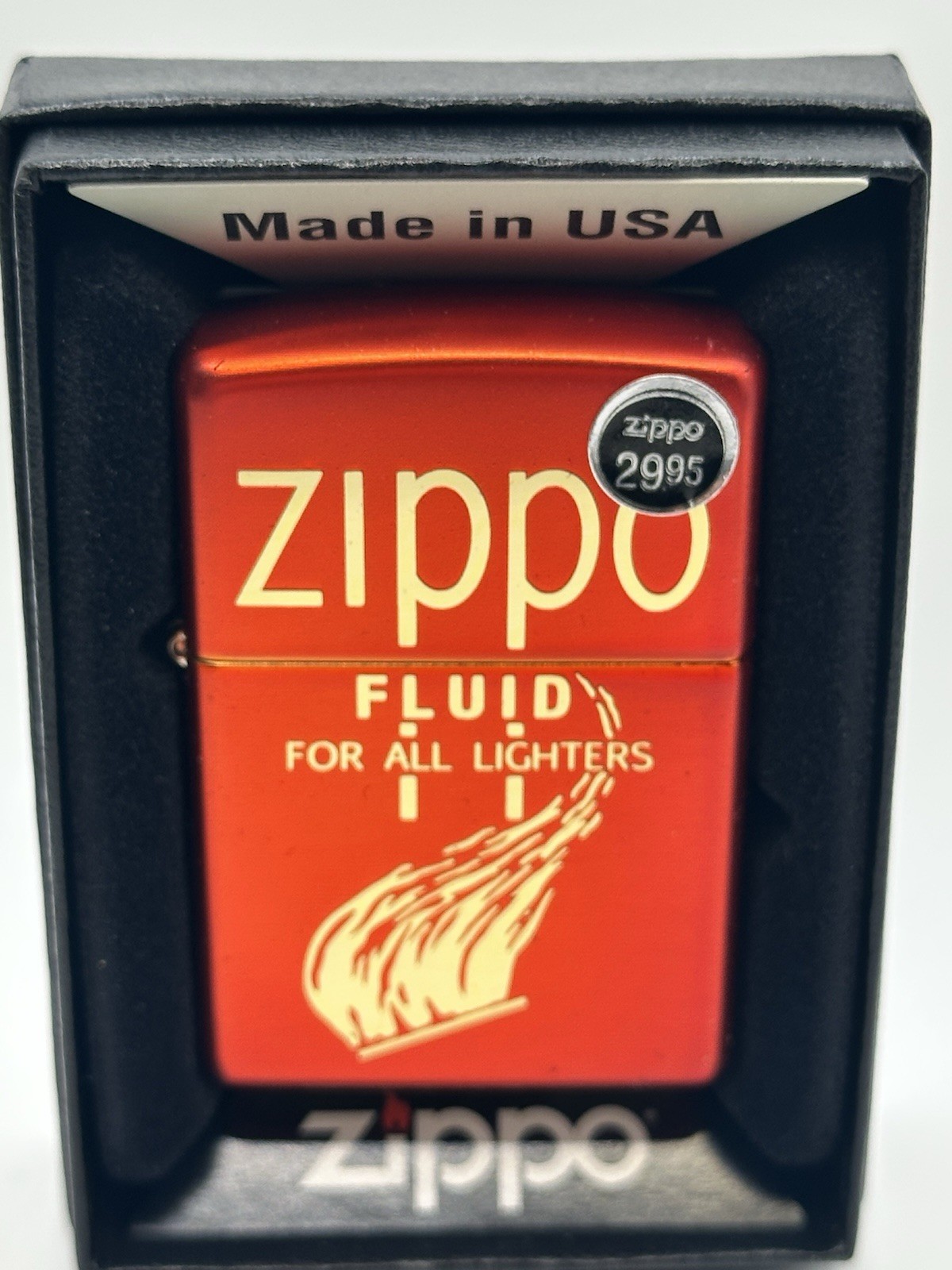 Zippo Flame Retro Design Red Metallic Zippo Lighter New 49586
