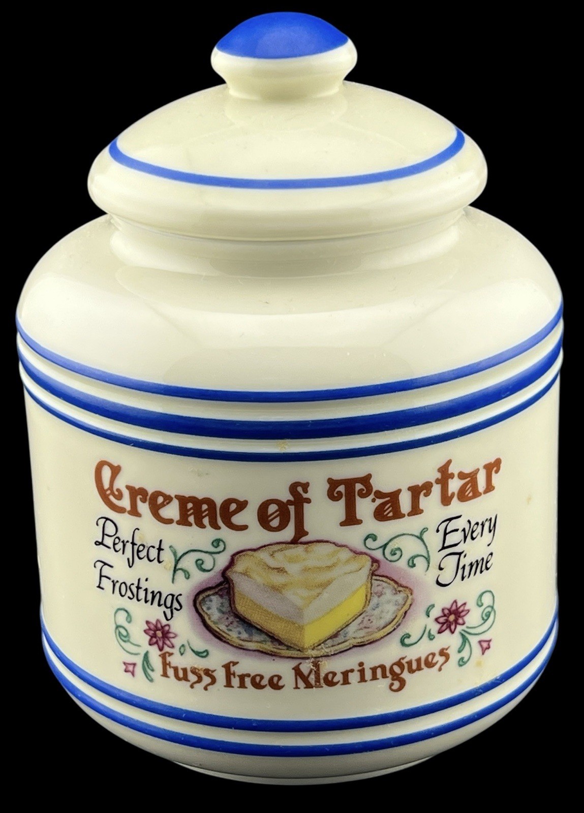 Vintage 1995 Lenox Baker’s Dozen CREME OF TARTAR Canister White Porcelain 4.5”