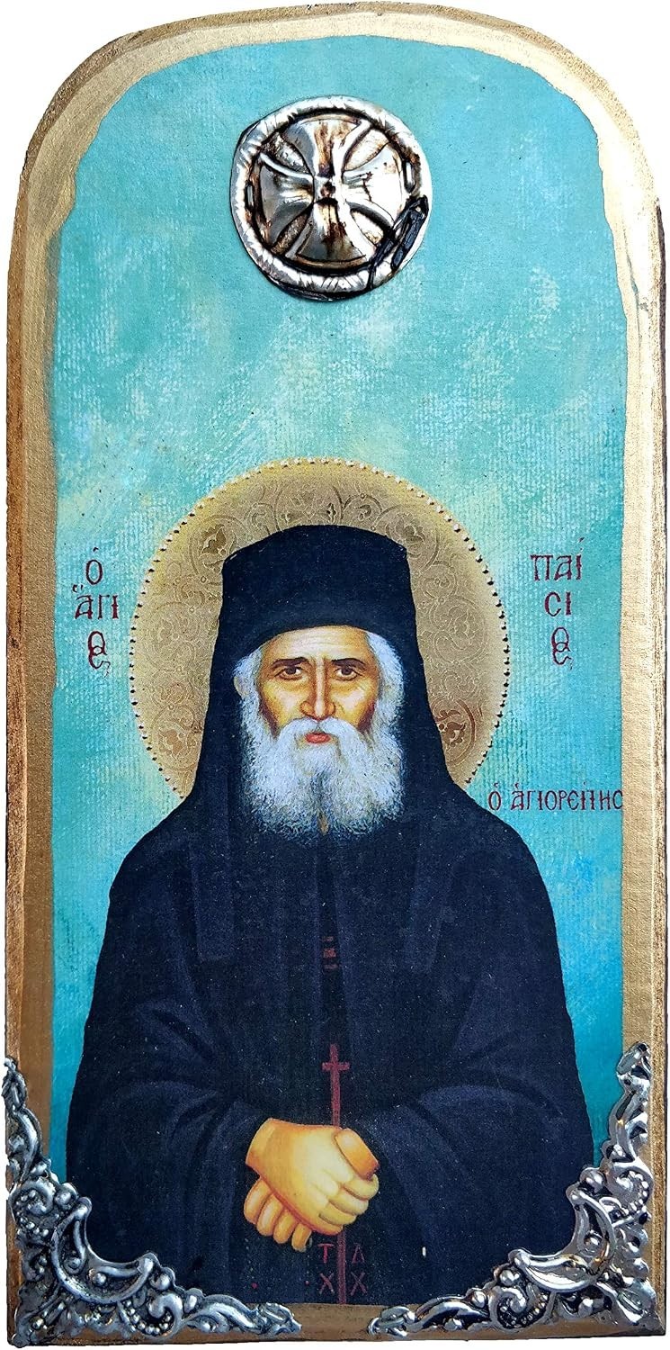 Saint Paisios Icon Orthodox Wooden Handmade Greece 20x10cm 7.87x3.93in Saint Paisios Icon Orthodox Wooden Handmade Greece 20x10cm 7.87x3.93in