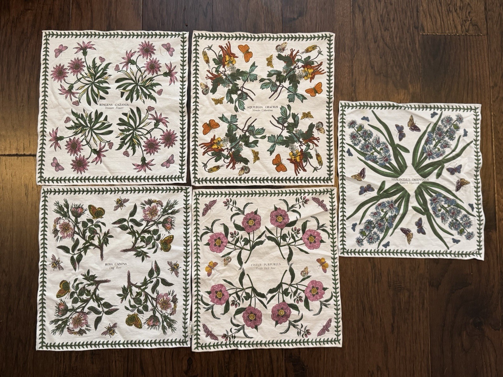 Set of 5 Vintage Portmeirion Botanical Garden Cotton Cloth Napkins *READ* Set of 5 Vintage Portmeirion Botanical Garden Cotton Cloth Napkins *READ*