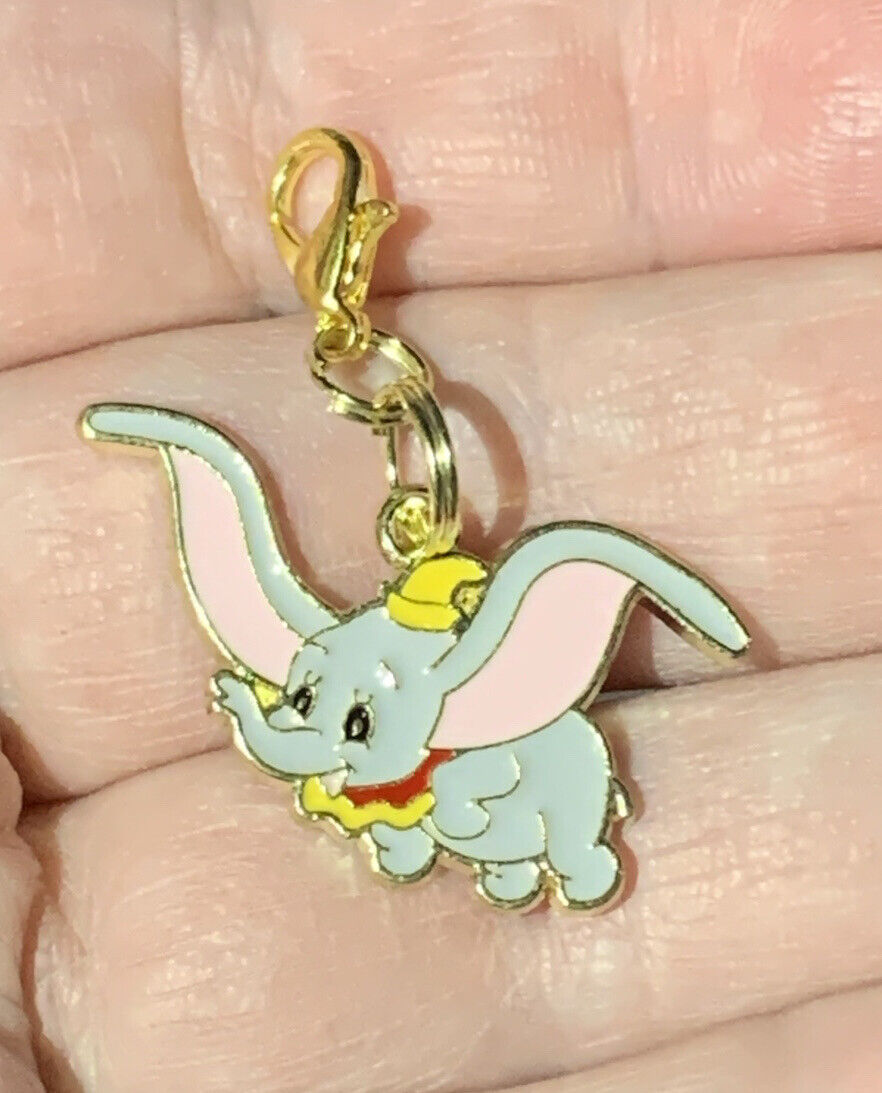 Gold Dumbo The Elephant Charm Zipper Pull & Keychain Add On Clip