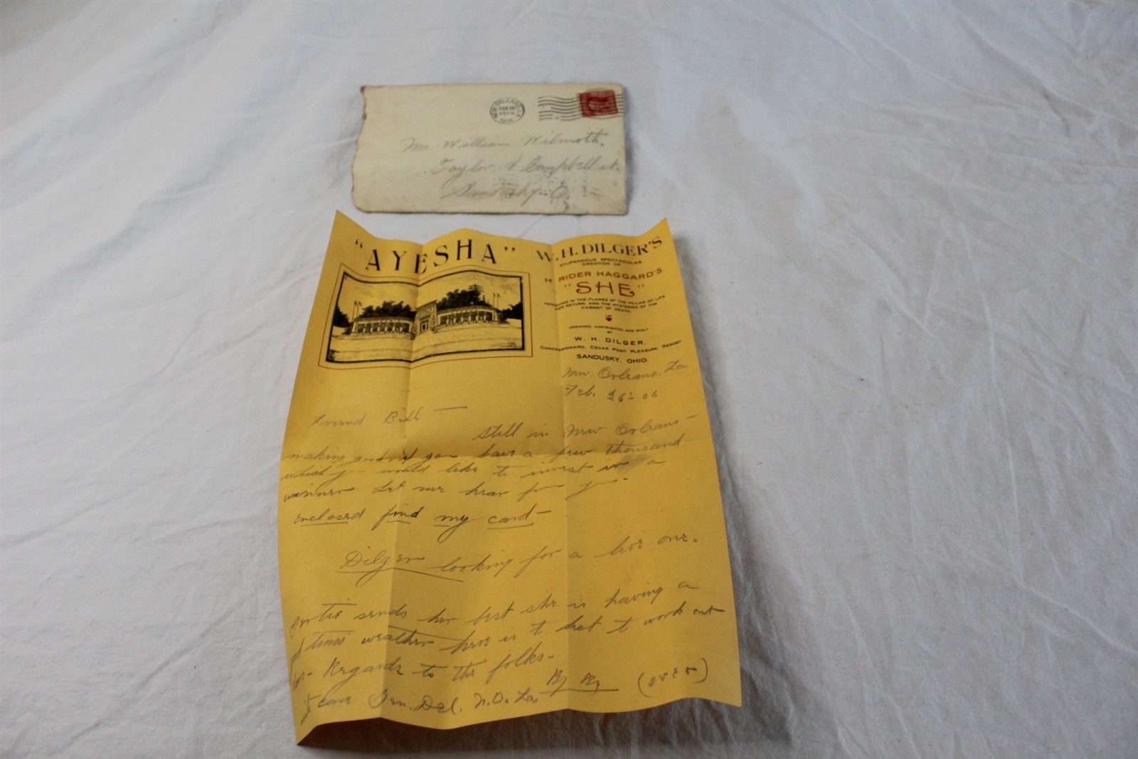  1906 Handwritten Letter With Original Cancelled Envelope Antique