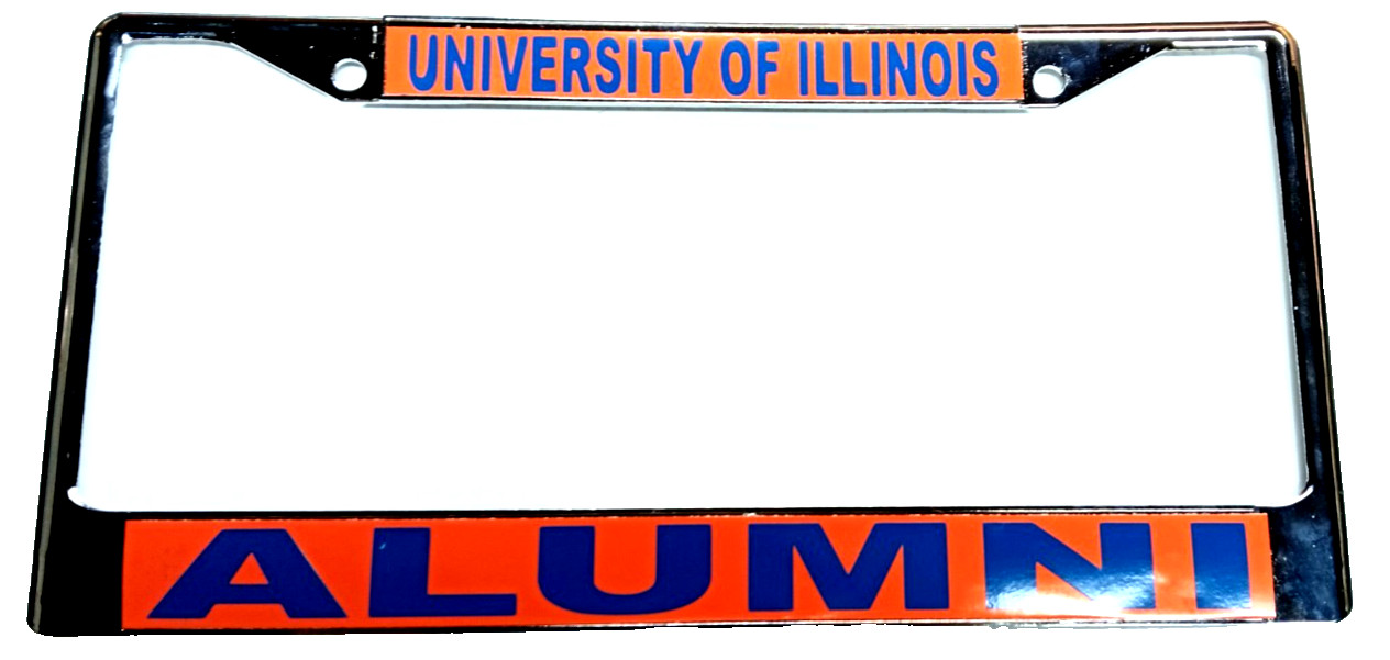 UNIVERSITY OF ILLINOIS/ALUMNI-College License Plate Frame, Polished Chrome-