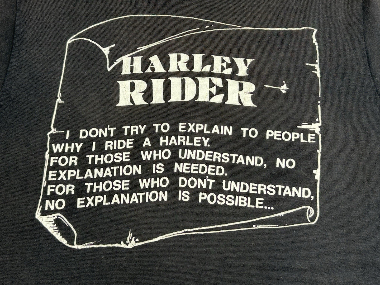 Vintage 80’s Harley Davidson Harley Rider Quote T-Shirt Black Hills Dealer Sz M Vintage 80’s Harley Davidson Harley Rider Quote T-Shirt Black Hills Dealer Sz M