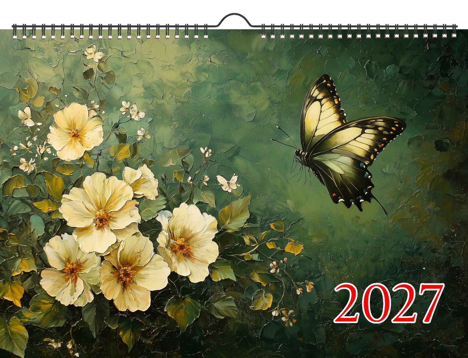 2027 Wall Calendar ~ Butterfly Garden: Delicate Butterflies Resting Blooming
