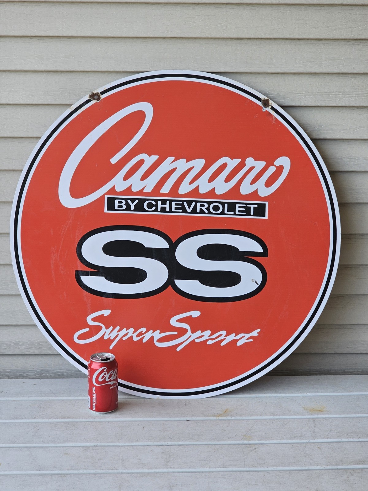  CHEVROLET CAMARO SS DOUBLE-SIDED PORCELAIN ENAMEL SIGN 30\
