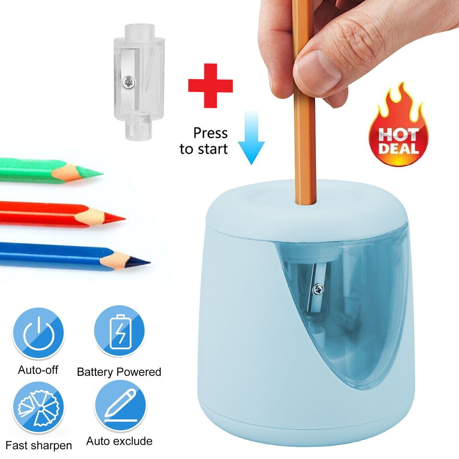 Automatic Electric Pencil Sharpener Battery Operated for Home School Classroom