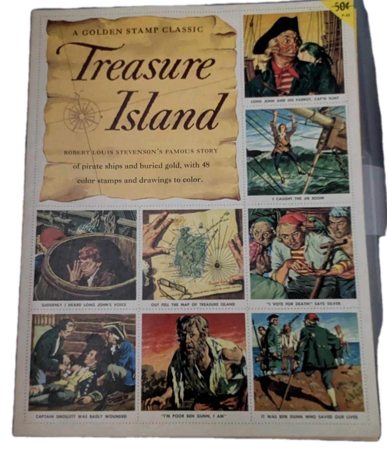 A Golden Stamp Classic Treasure Island Stamp Book 48 Stamps Coloring Pages 1955