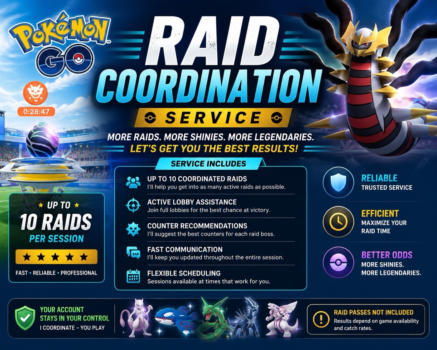 10 REMOTE RAID INVITE SERVICE Pokemon (*You can choose the raids No Dynamax)  Go