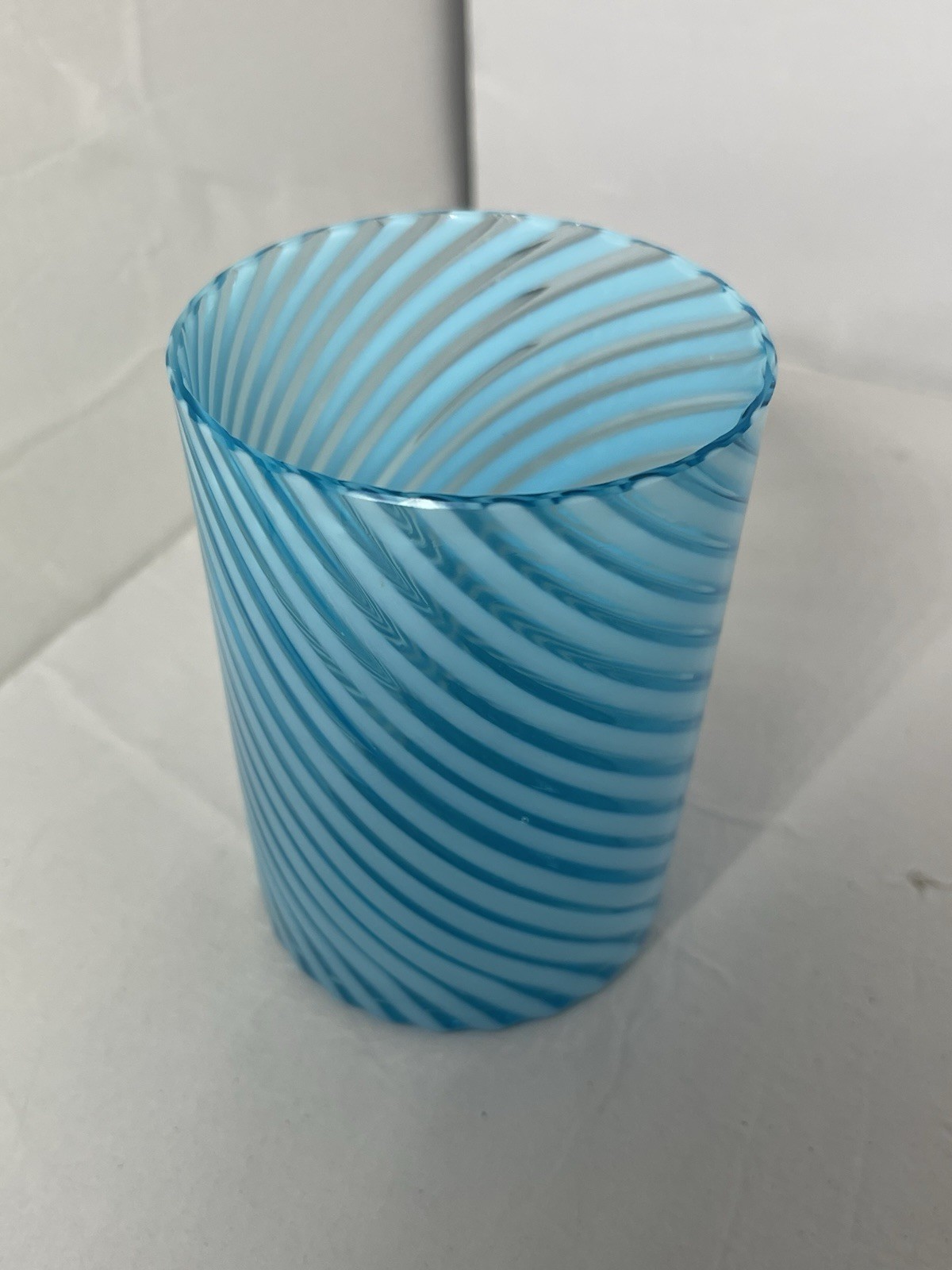EAPG Hobbs Glass Blue Swirl Water Tumbler 3¾