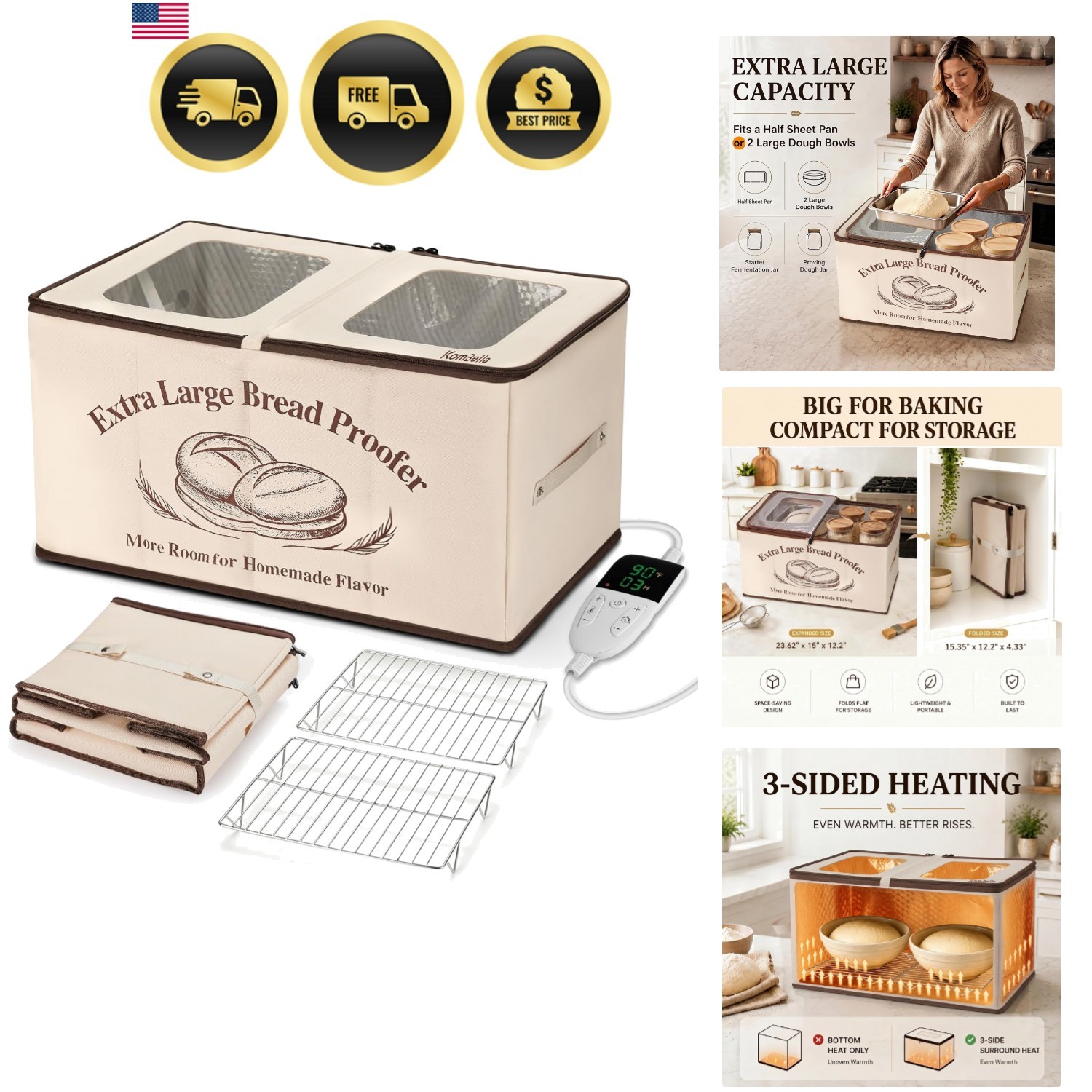 XL Bread Proofing Box Foldable Bread Proofer 23.6