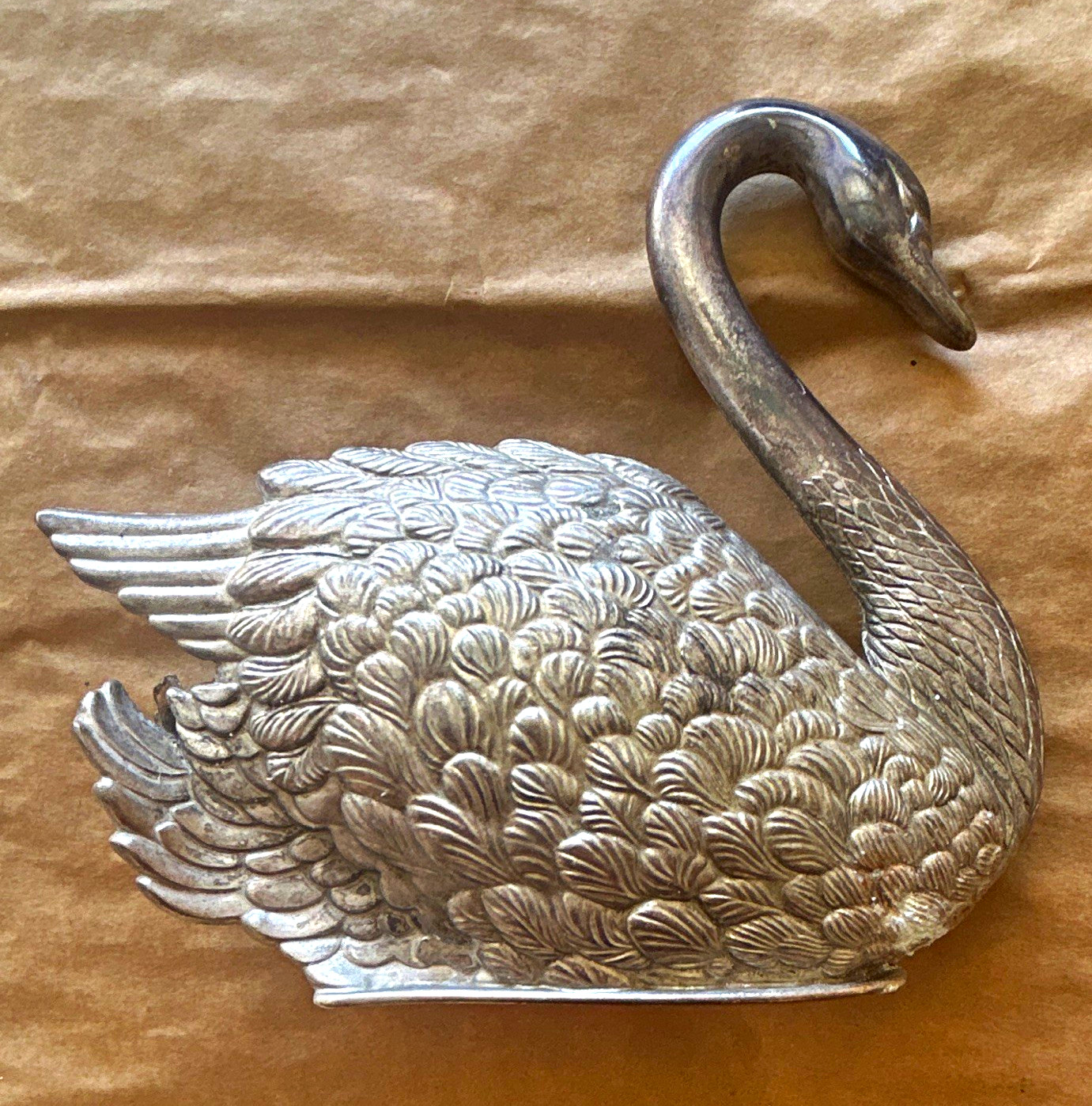 Vintage 1984 Godinger Silver Plated Swan Napkin Holder Letter Mail Caddy Italy