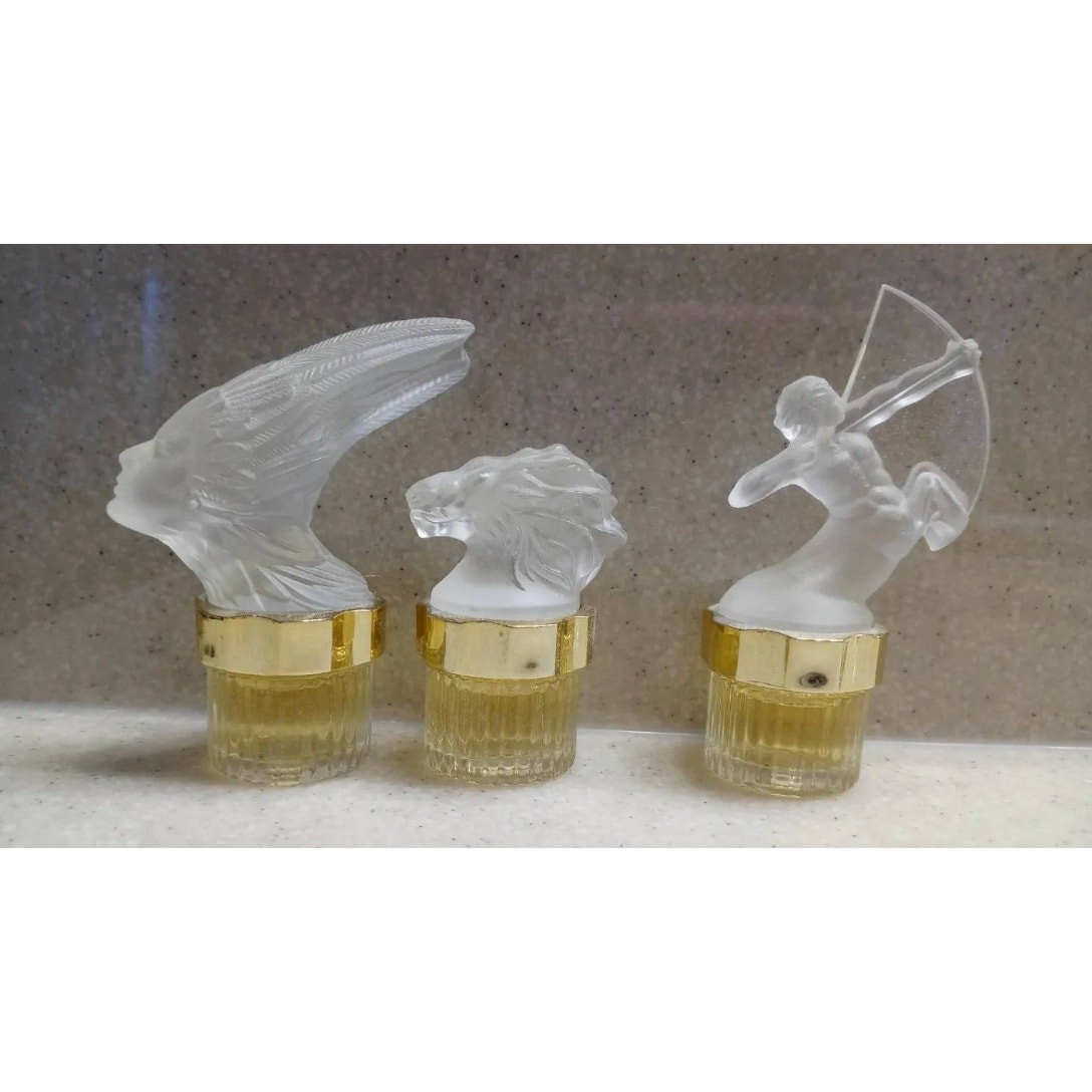 Lalique France Les Mascottes Miniatures Set Lion Phénix Sagittaire 5ml EDP