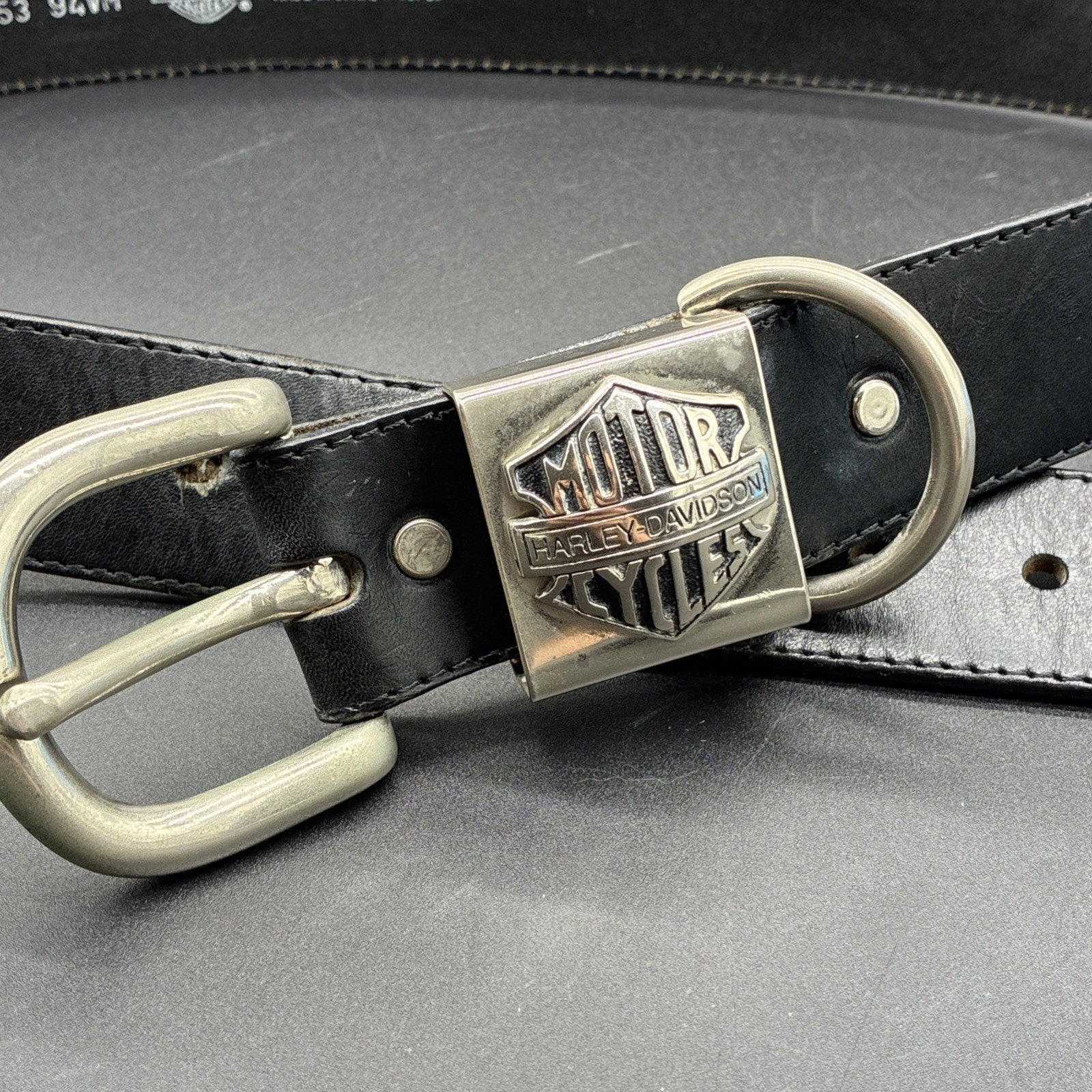 Vintage Harley Davidson Leather Belt 98753-94VM Men's Large 36/38 Black USA