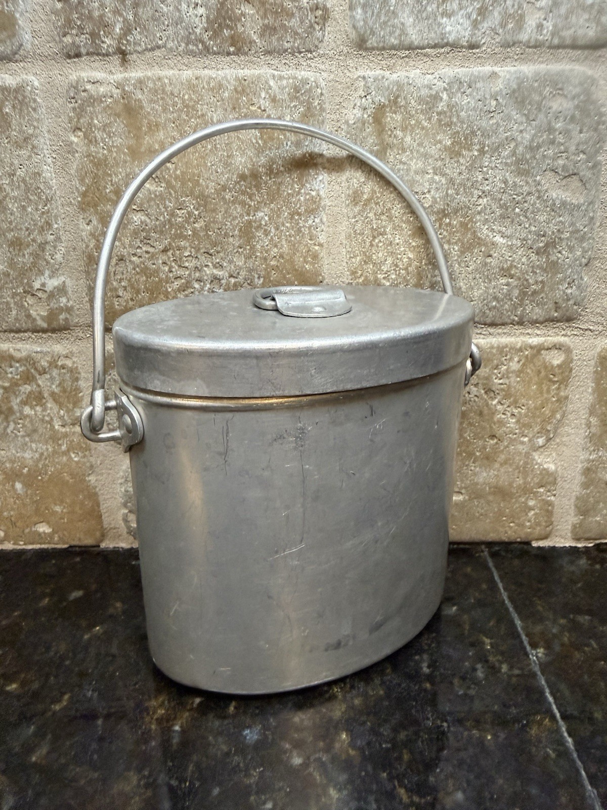 French Army Post WW2 Squad Mess Kit Lunch Aluminum Pot Tournus France 1950’s