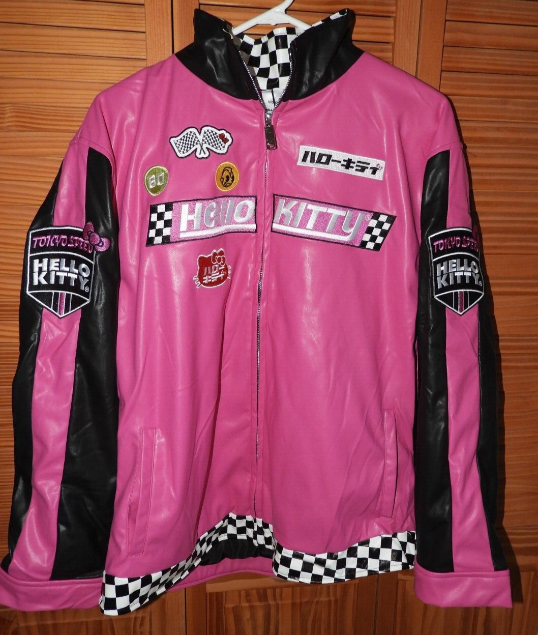 Sanrio HELLO KITTY Kidrobot X Tokyo Speed Racing Jacket NWT Hot Pink Black XXL