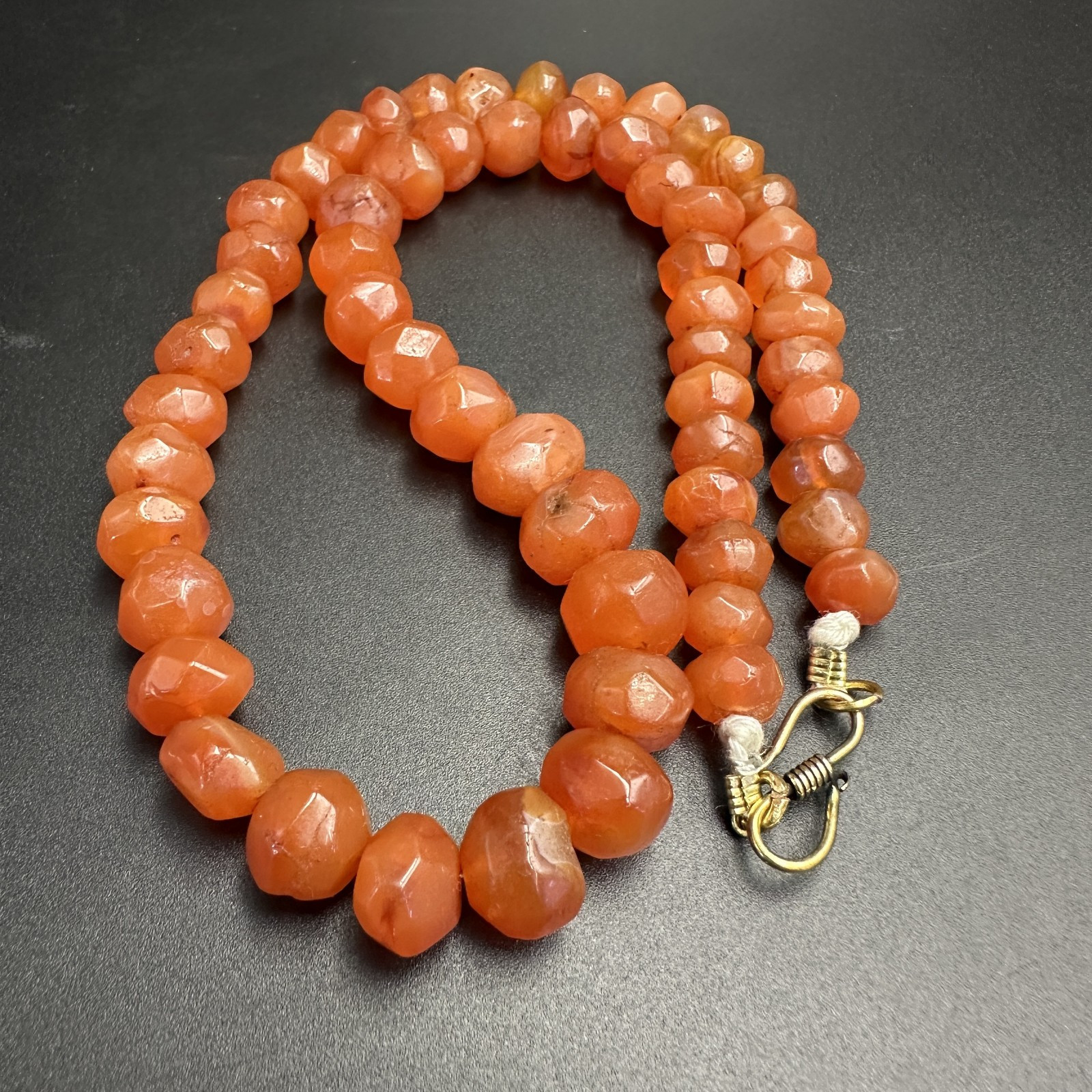 Vintage Himalayan Tibetan Carnelian Faceted Agate  Beads Necklace 