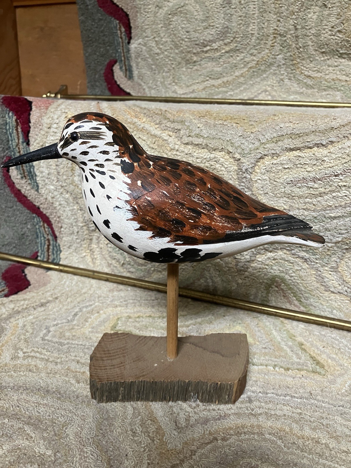 Vintage William E Kirkpatrick Carved Wood Bird Ruddy Turnstone Unusual 8.5”L