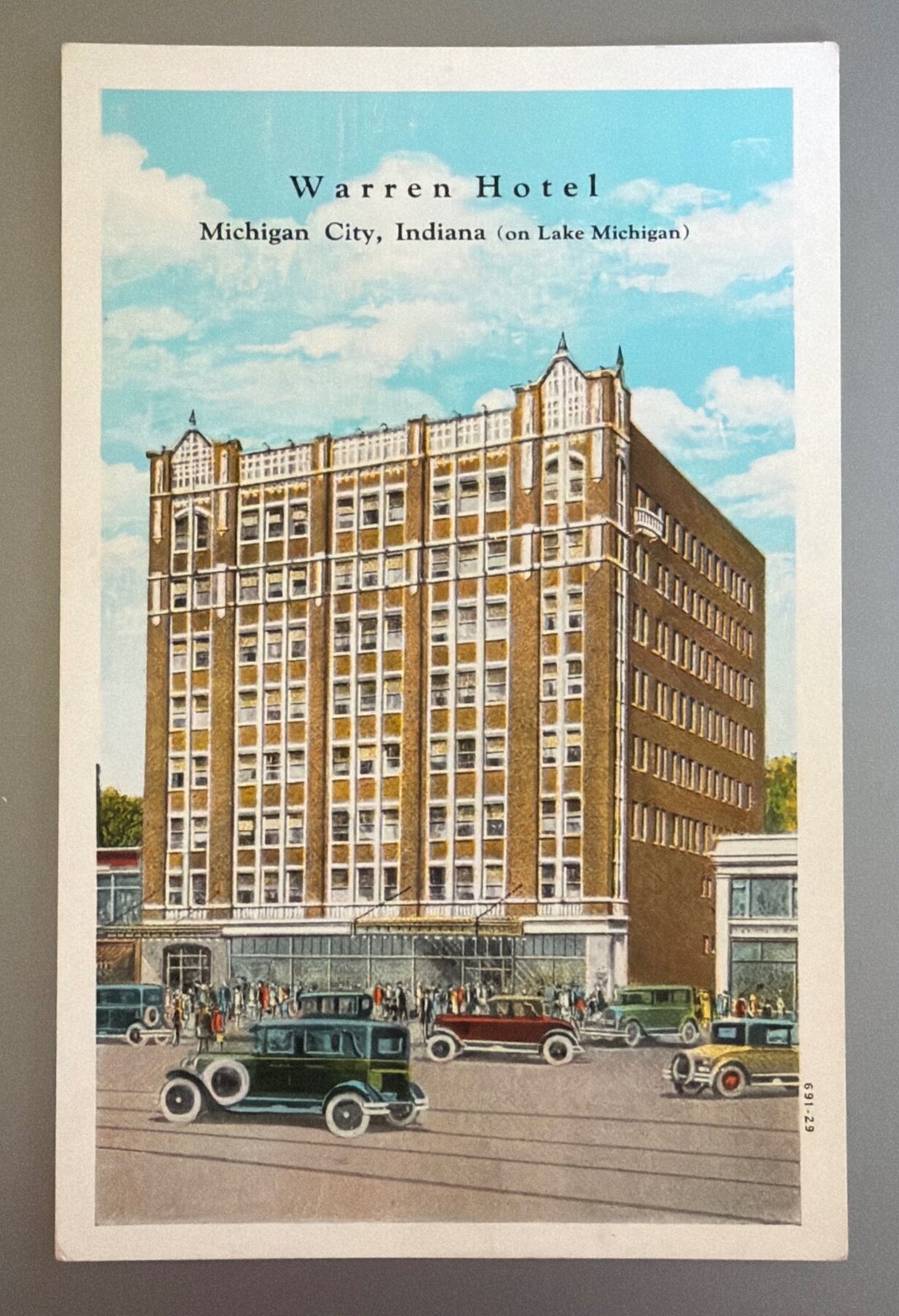 Warren Hotel Michigan City Indiana Postcard 1929 Linen Curt Teich Warren Hotel Michigan City Indiana Postcard 1929 Linen Curt Teich