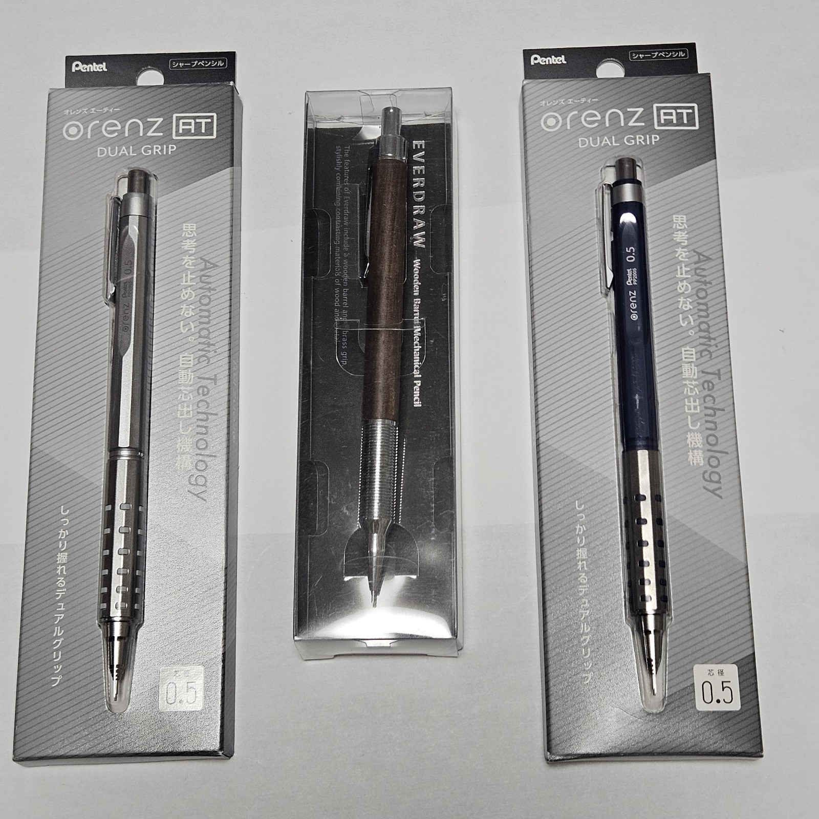 ​Luddite EverDraw Wood & Pentel Orenz AT 0.5mm Mechanical Pencil 3pcs Set Box