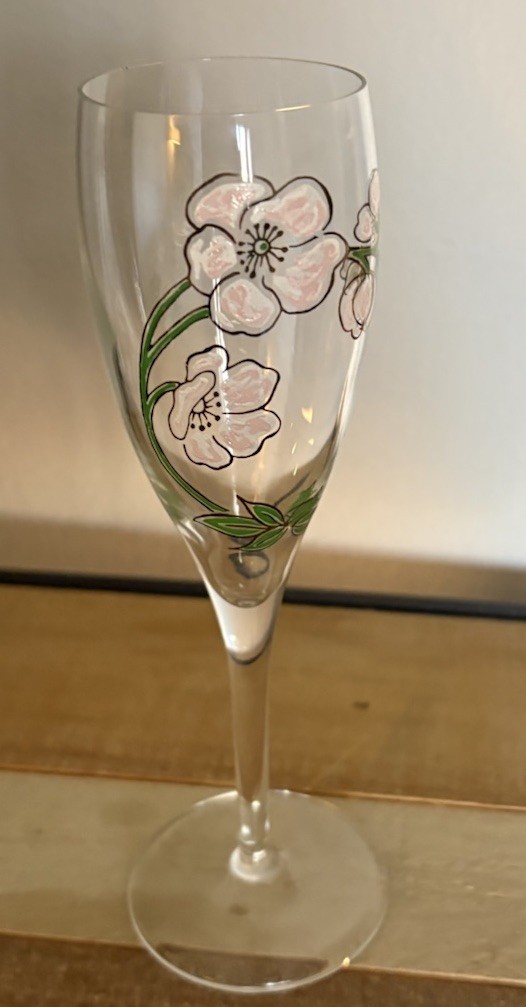 Vintage Perrier-Jouët Belle Epoque HandPainted Floral Champagne Flute  Glass