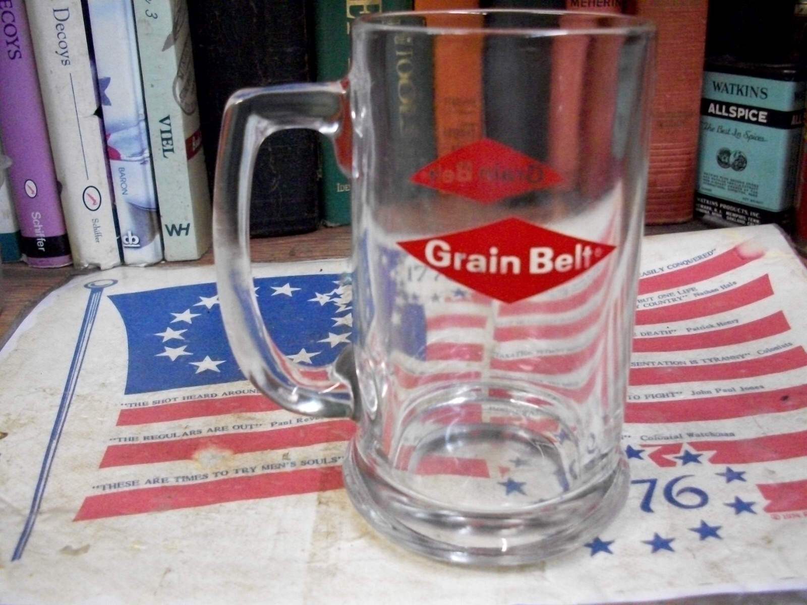 Grain Belt BEER Vintage Heavy Glass 14oz Beer Mug DIAMOND CLEAR