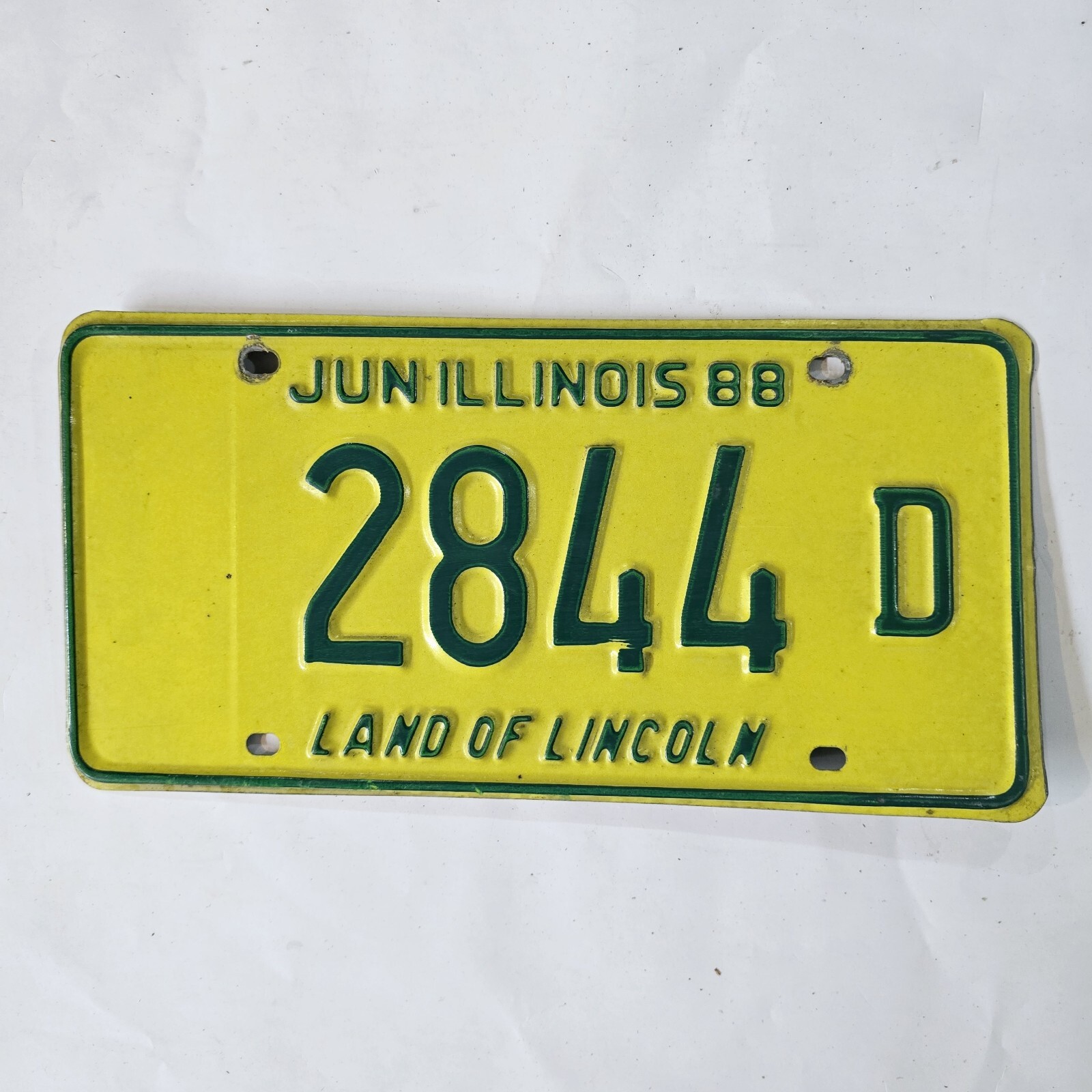 1988 Illinois License Plate 🔥 Original Vintage Yellow IL Tag 2844 D 1988 Illinois License Plate 🔥 Original Vintage Yellow IL Tag 2844 D