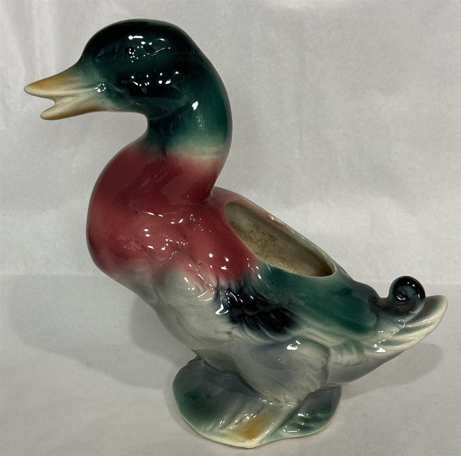 Vintage Royal Copley Mallard Duck Ceramic Flower Planter 8\