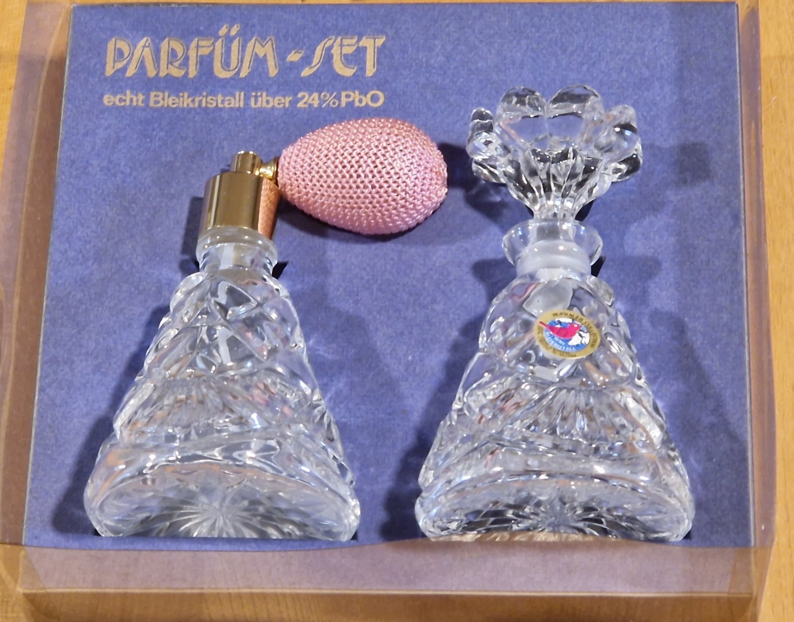 Perfume bottle Set - HOFBAUER 24%  Lead Crystal vintage West Germany. boxed.