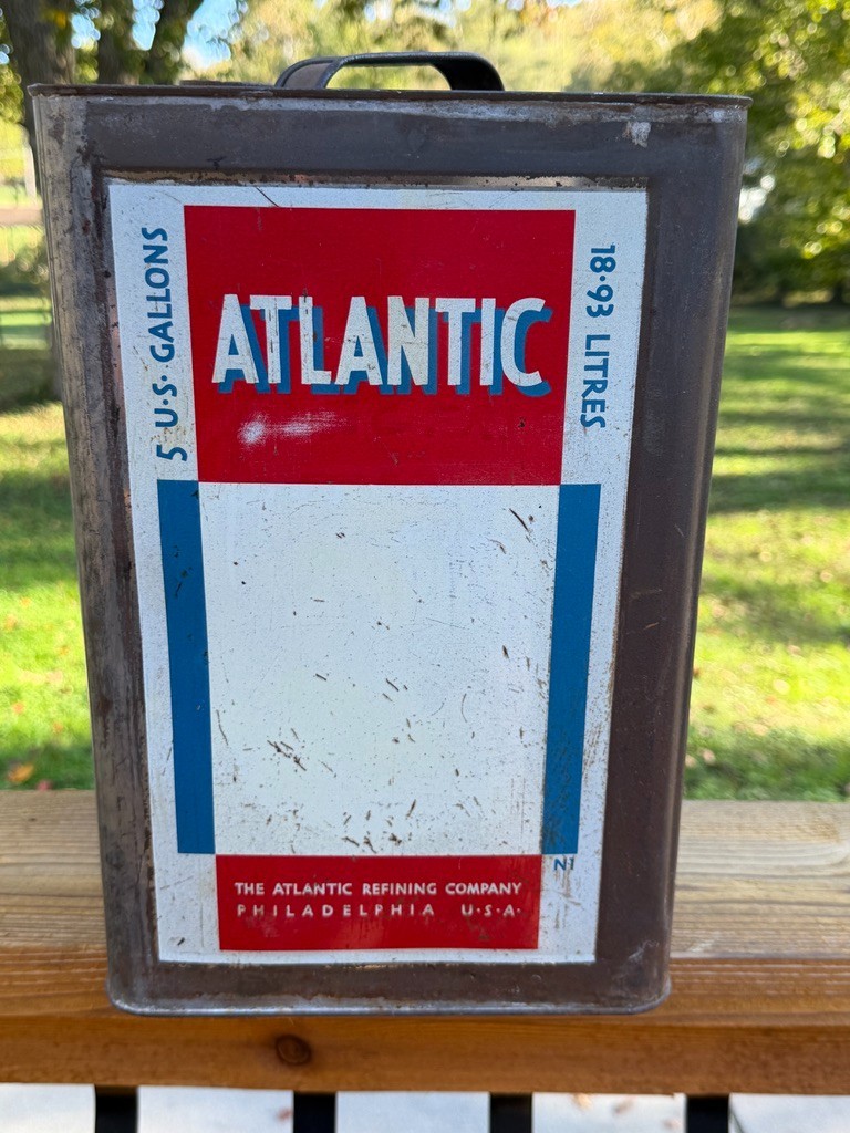 Vintage Atlantic Square 5 Five Gallon Can Empty 