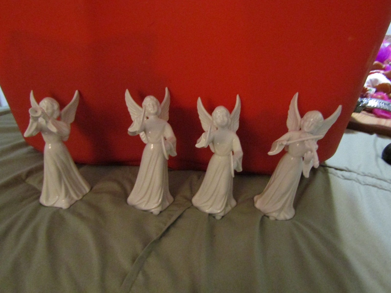 Vintage Schmid Bros Porcelain Angels 4  Musician Figurines Japan Band